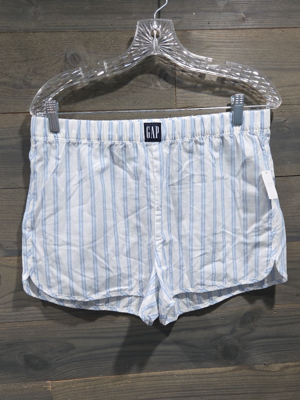 GAP White and Light Blue Striped Lounge Shorts
